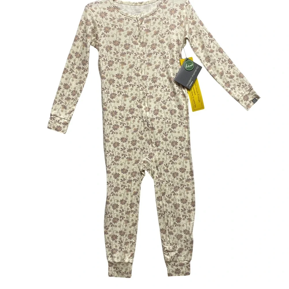 Modern Moments by Gerber Toddler‎ Girls Floral Union Suit Pajamas 2-Pack 4T NWT